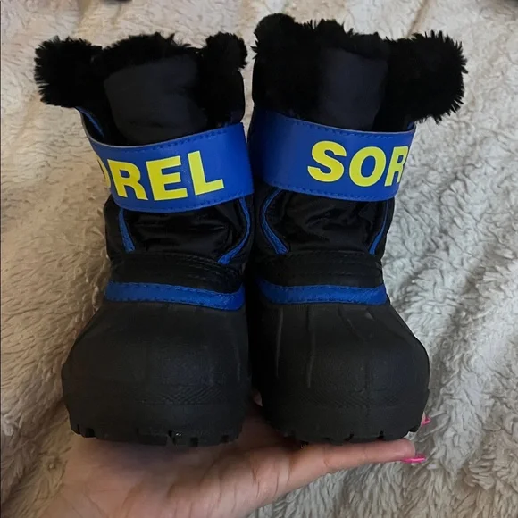 Sorel Black and Blue Kids' Boots with Yellow Accent - Picture 2 of 5